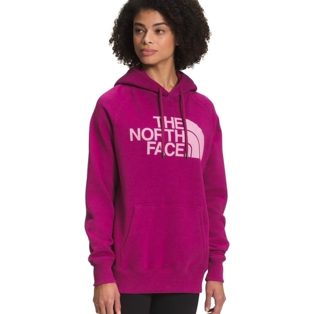 The North Face Women's Half Dome Pullover Hoodie - Roxbury Pink  Gold letters